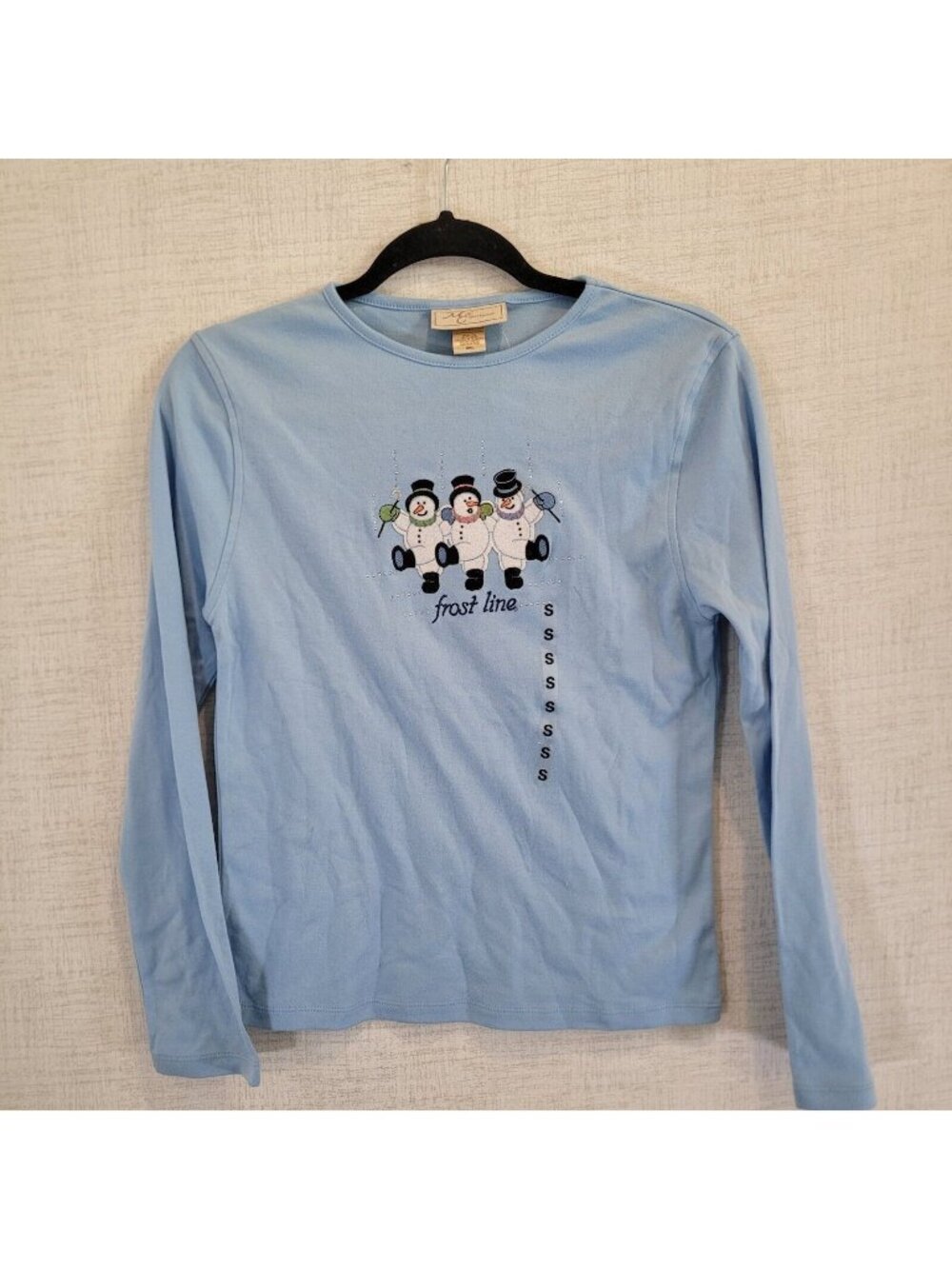 Vintage Frosty Snowman Shirt Womens S Blue M&C Sportswear Christmas Top NWT